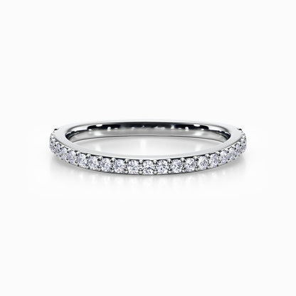 Curved Pave Wedding Band in White Gold