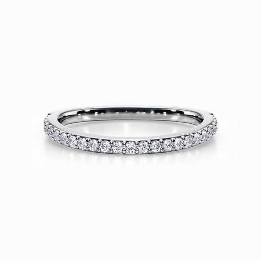 Curved Pave Wedding Band in White Gold