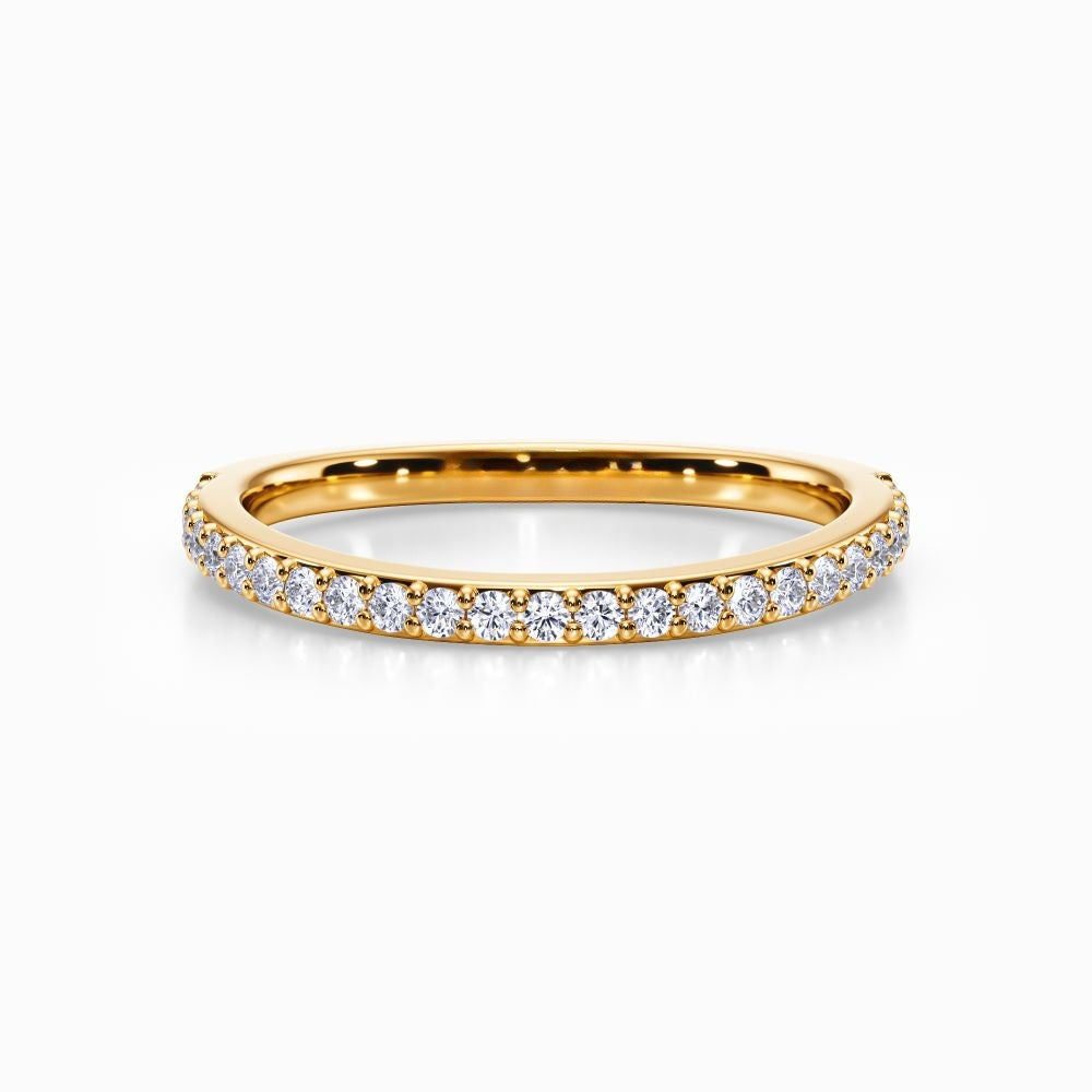 Curved Pave Wedding Band in White Gold