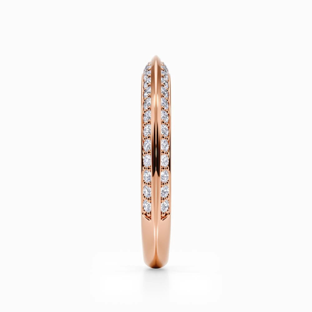 Pave Knife Edge Wedding Band in Yellow Gold