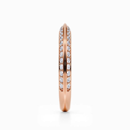 Pave Knife Edge Wedding Band in Yellow Gold