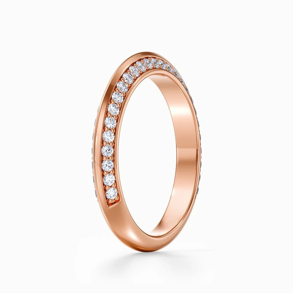 Pave Knife Edge Wedding Band in Yellow Gold