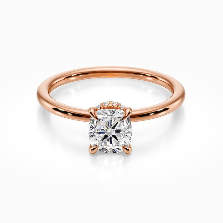 Tiara Solitaire 18K Solid Gold Ring
