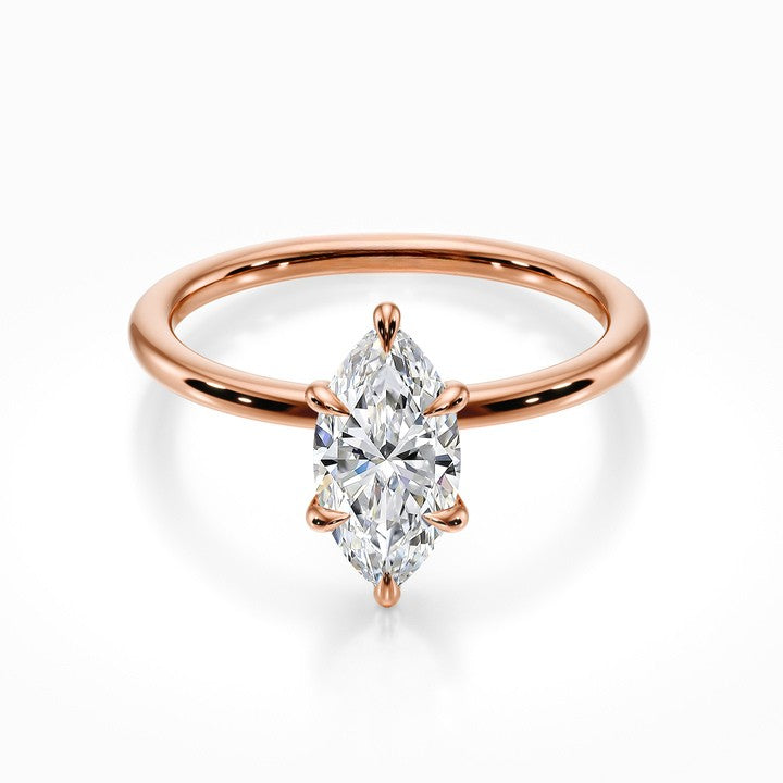 Tiara Solitaire 18K Solid Gold Ring