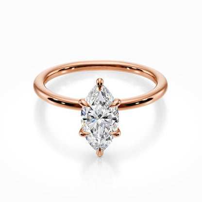 Tiara Solitaire 18K Solid Gold Ring