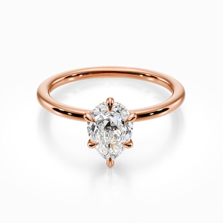 Tiara Solitaire 18K Solid Gold Ring