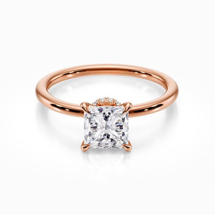 Tiara Solitaire 18K Solid Gold Ring