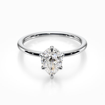 Tiara Solitaire 18K Solid Gold Ring