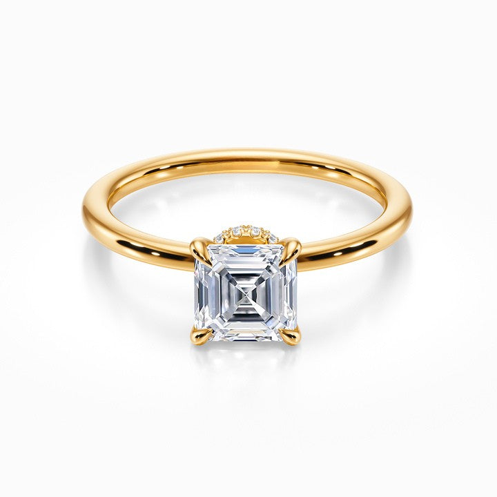 Tiara Solitaire 18K Solid Gold Ring