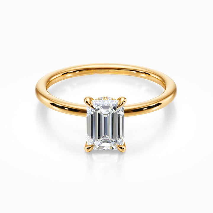 Tiara Solitaire 18K Solid Gold Ring