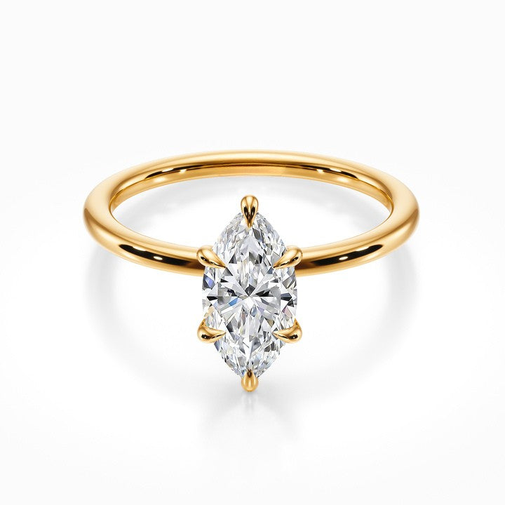 Tiara Solitaire 18K Solid Gold Ring