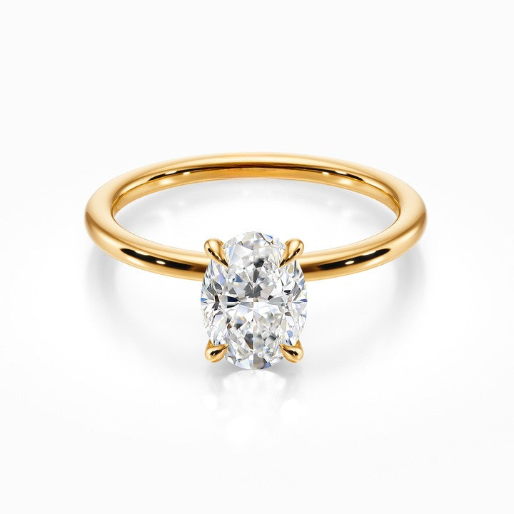 Tiara Solitaire 18K Solid Gold Ring