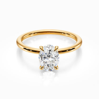 Tiara Solitaire 18K Solid Gold Ring