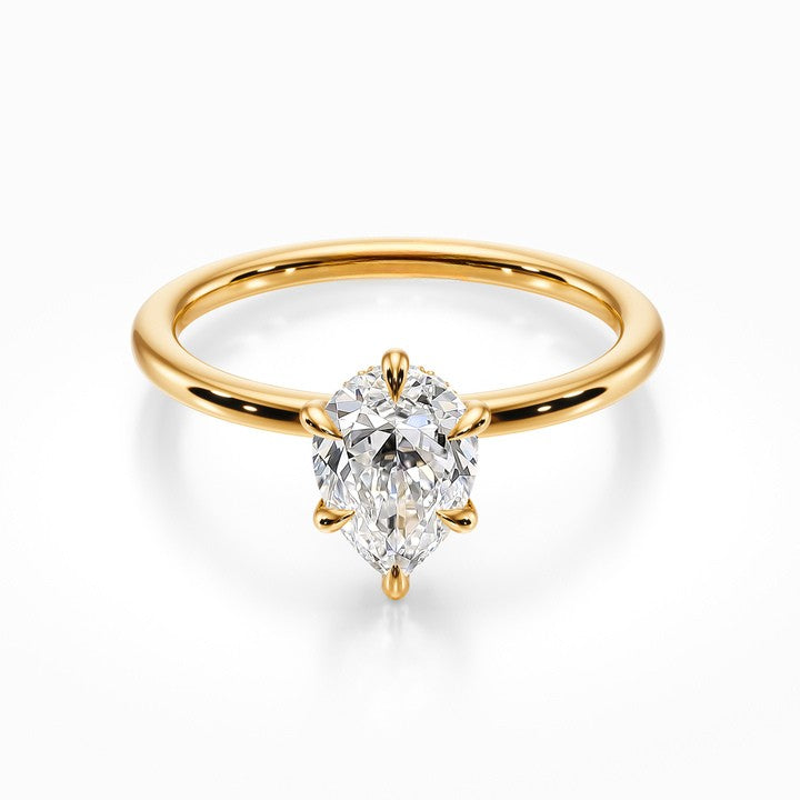 Tiara Solitaire 18K Solid Gold Ring