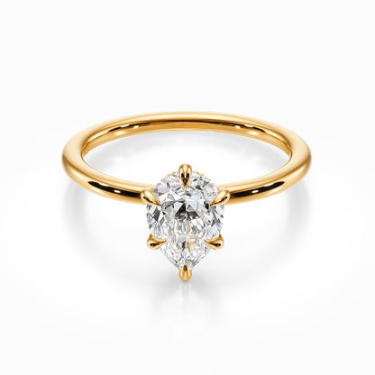 Tiara Solitaire 18K Solid Gold Ring