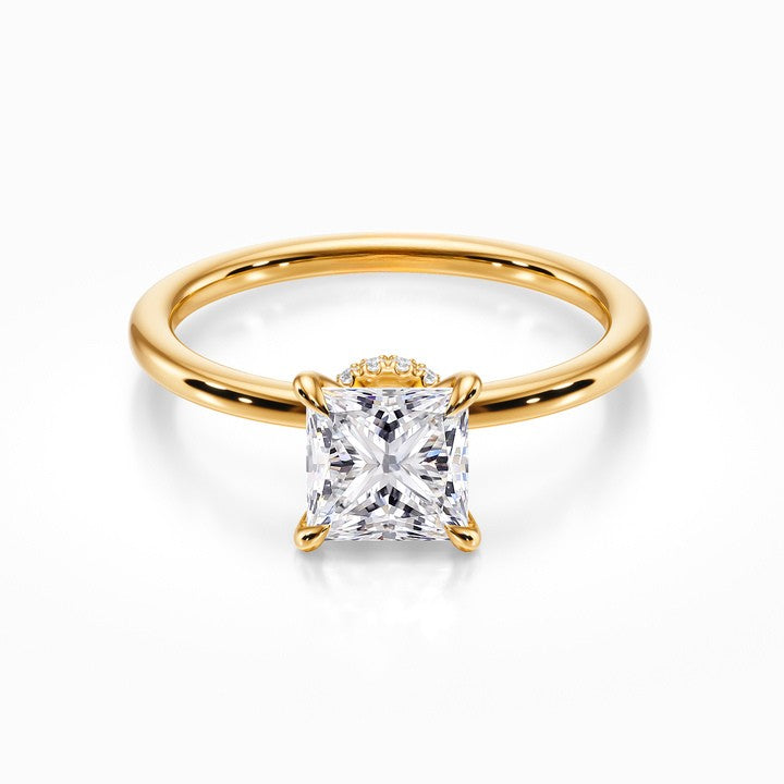 Tiara Solitaire 18K Solid Gold Ring