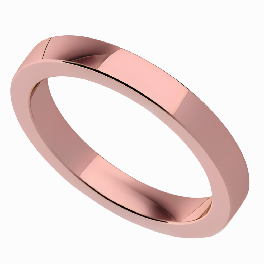Classic Flat Men Wedding Band in Rose Gold