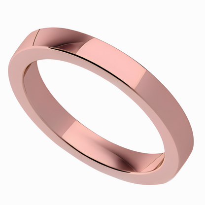 Classic Flat Men Wedding Band in Rose Gold