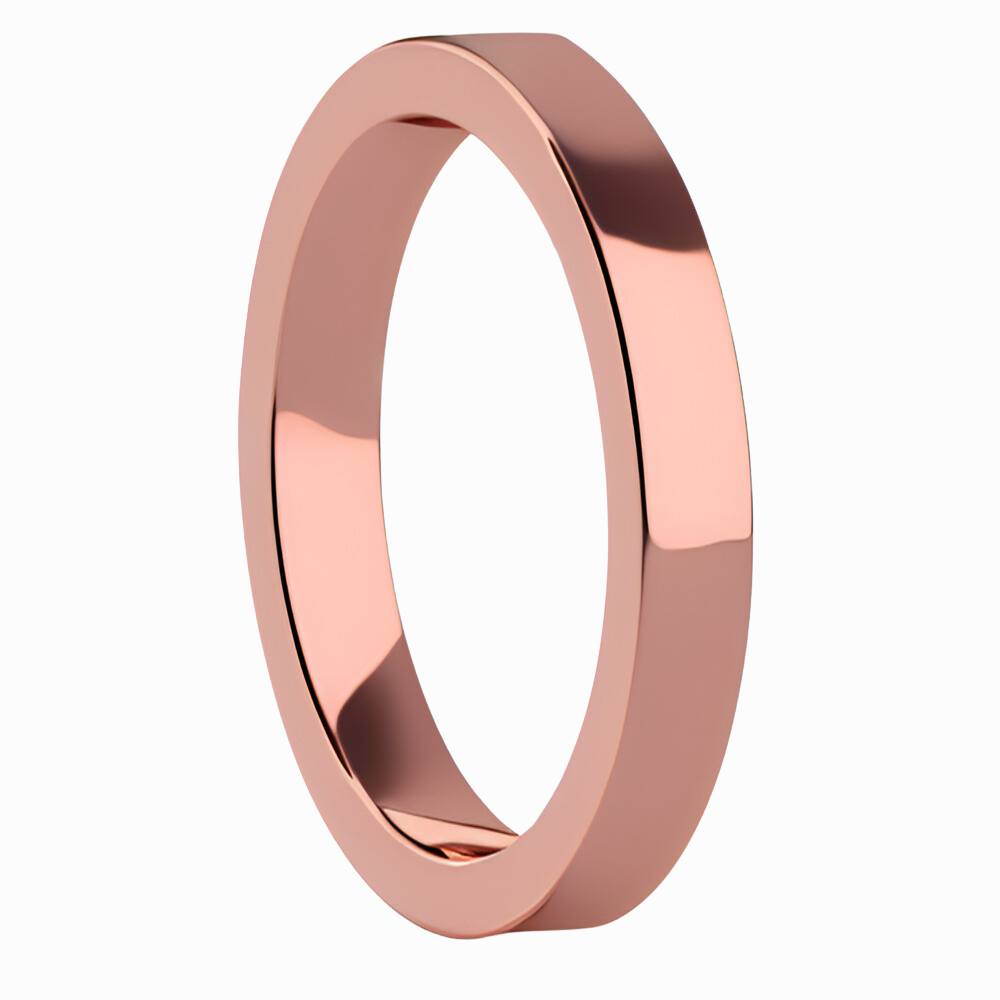 Classic Flat Men Wedding Band in Rose Gold