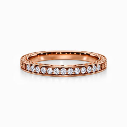 Roman Wreaths Pave Wedding Band in Rose Gold