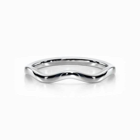 Wave Contour Wedding Band in White Gold