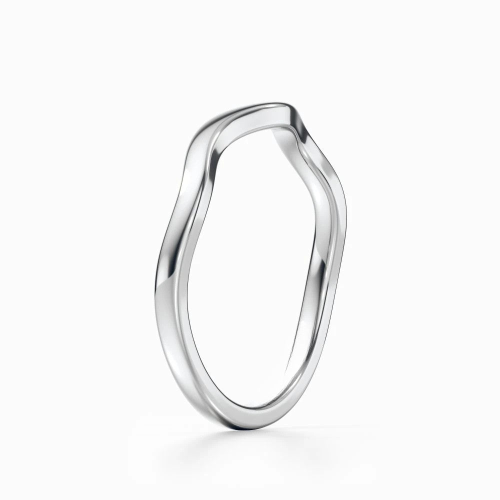 Wave Contour Wedding Band in Yellow Gold