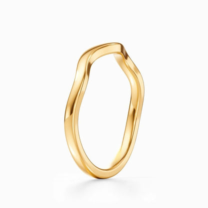 Wave Contour Wedding Band in Yellow Gold