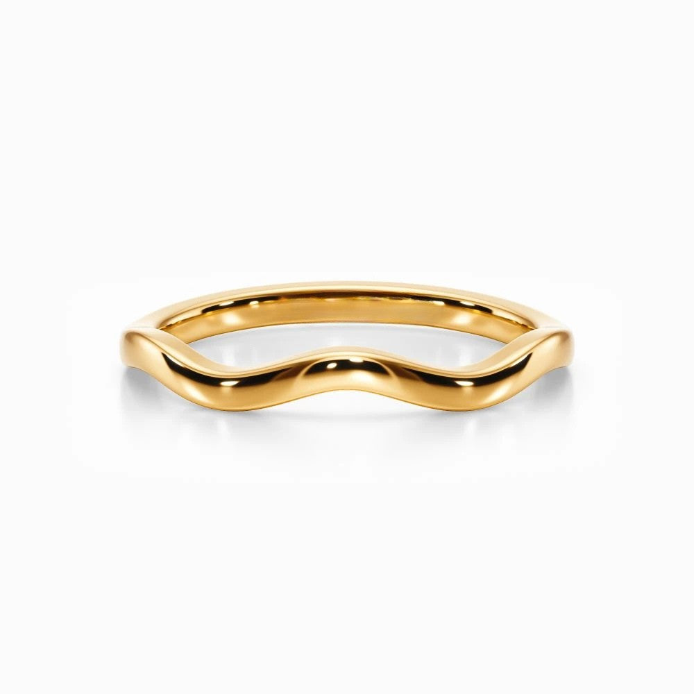 Wave Contour Wedding Band in Yellow Gold