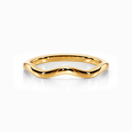 Wave Contour Wedding Band in Yellow Gold