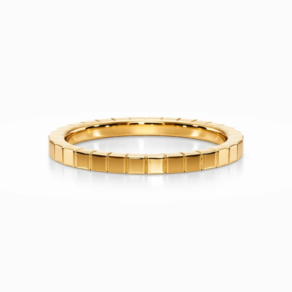 Ridged Edge Wedding Band in White Gold