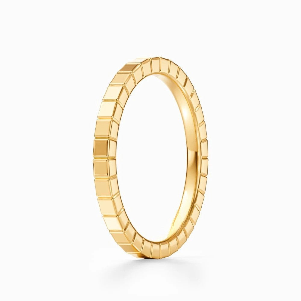 Ridged Edge Wedding Band in White Gold