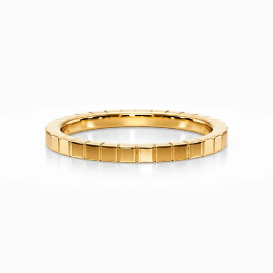 Ridged Edge Wedding Band in Yellow Gold