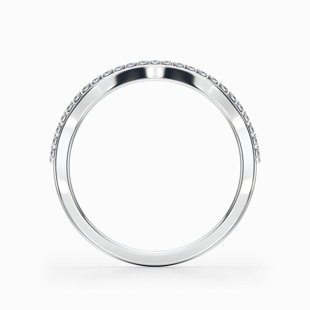 Wave Contour Pave Wedding Band in Yellow Gold
