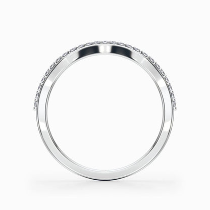 Wave Contour Pave Wedding Band in Yellow Gold
