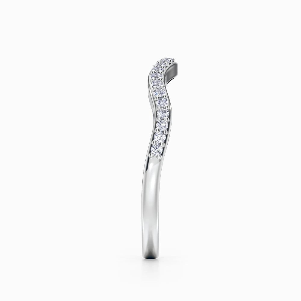 Wave Contour Pave Wedding Band in Yellow Gold