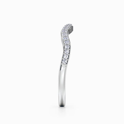 Wave Contour Pave Wedding Band in Yellow Gold