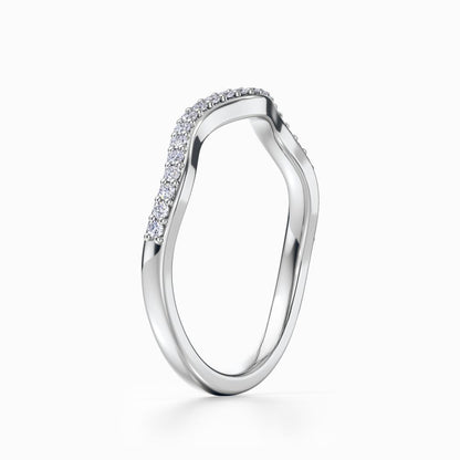 Wave Contour Pave Wedding Band in Yellow Gold