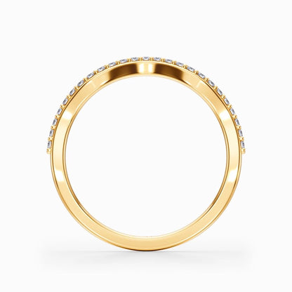 Wave Contour Pave Wedding Band in Yellow Gold