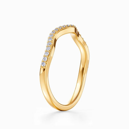 Wave Contour Pave Wedding Band in Yellow Gold