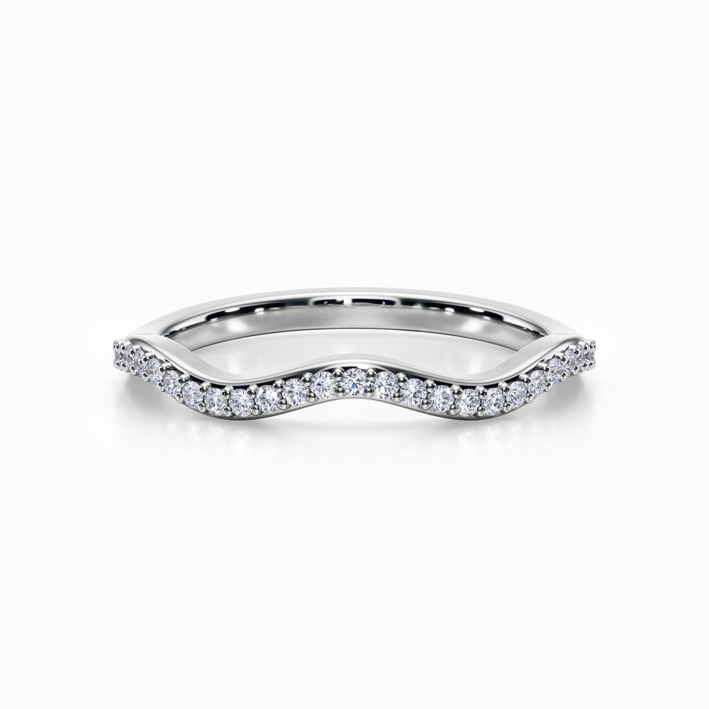Wave Contour Pave Wedding Band in White Gold