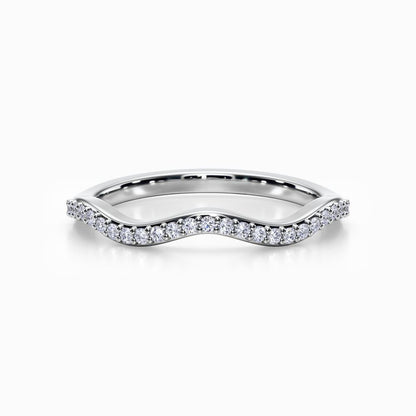 Wave Contour Pave Wedding Band in White Gold