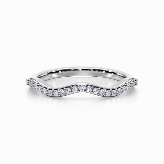 Wave Contour Pave Wedding Band in White Gold