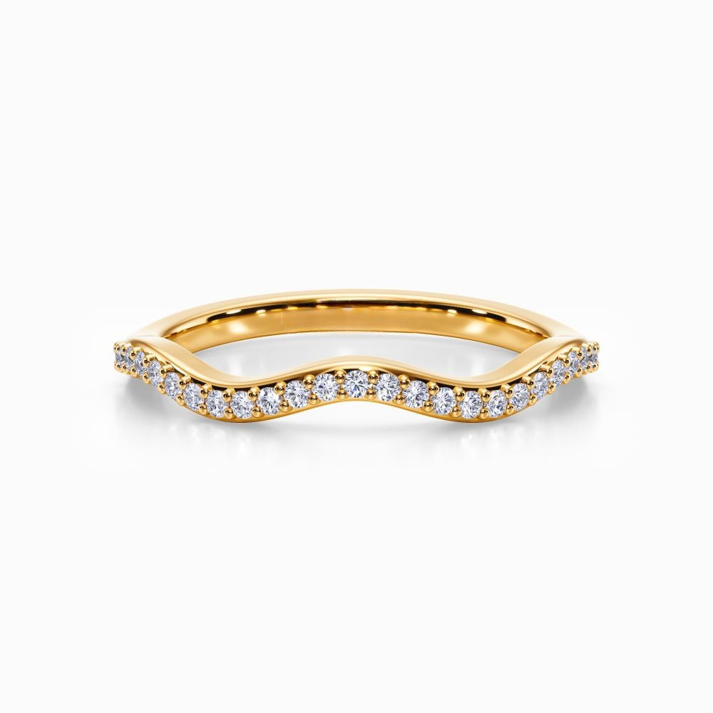 Wave Contour Pave Wedding Band in White Gold