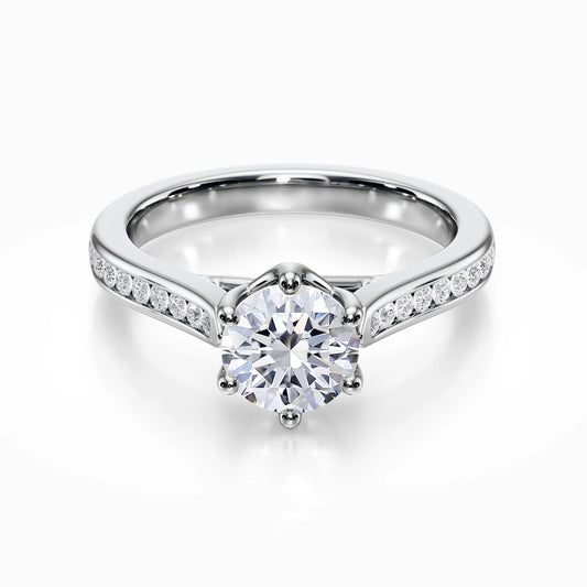 Lotus Channel Pave Ring