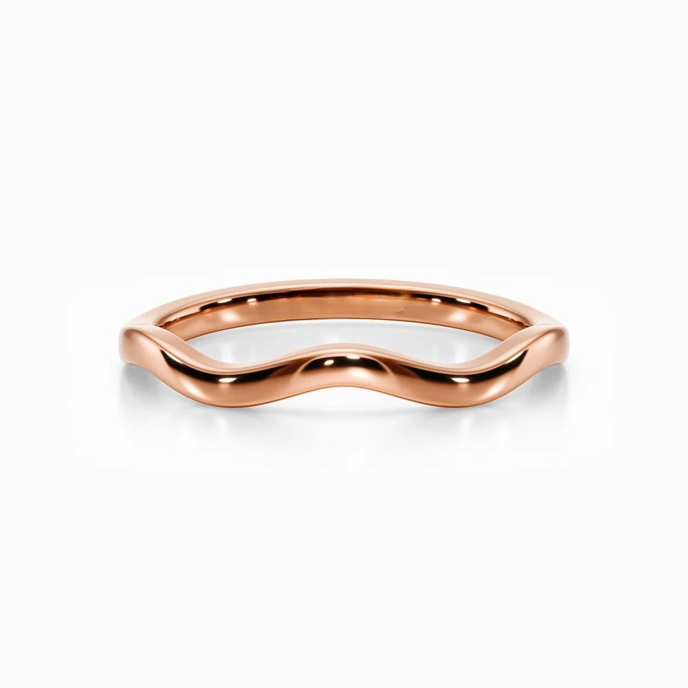 Wave Contour Wedding Band in Yellow Gold