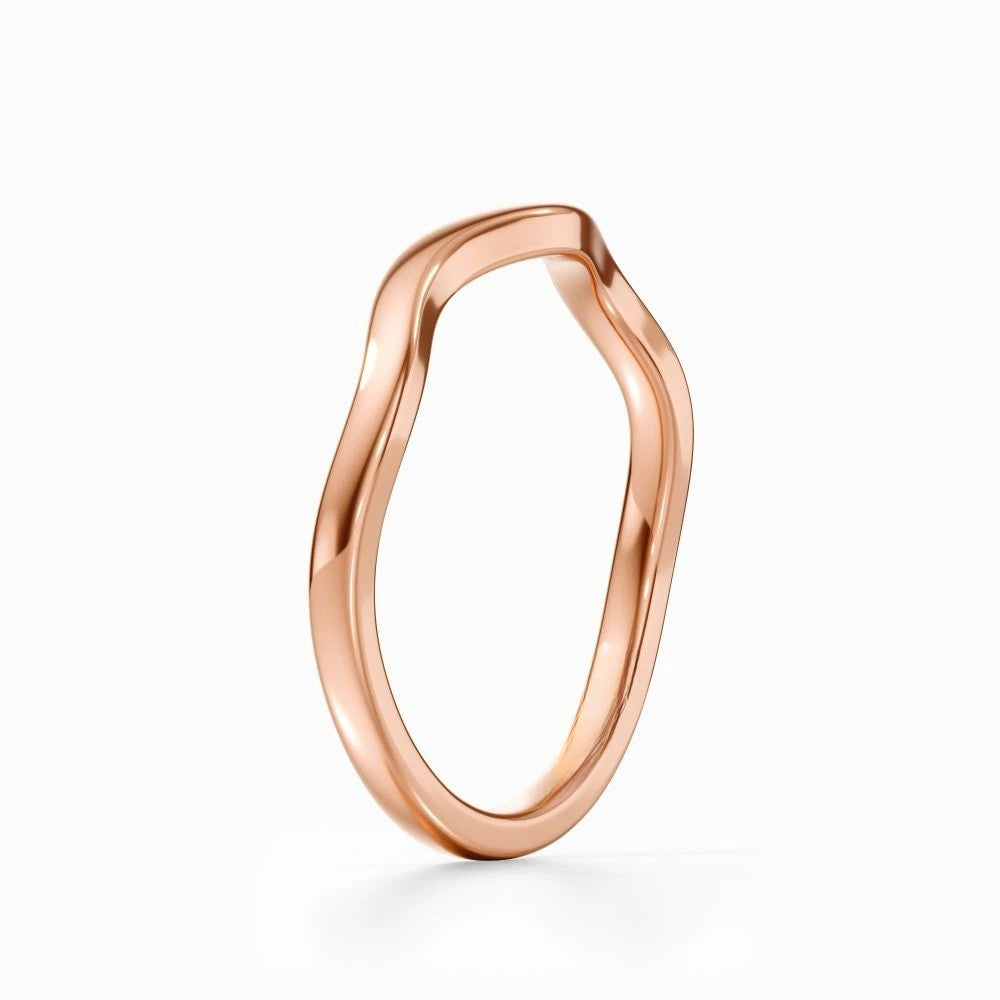 Wave Contour Wedding Band in Yellow Gold