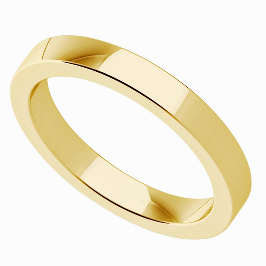 Classic Flat Men Wedding Band in Yellow Gold