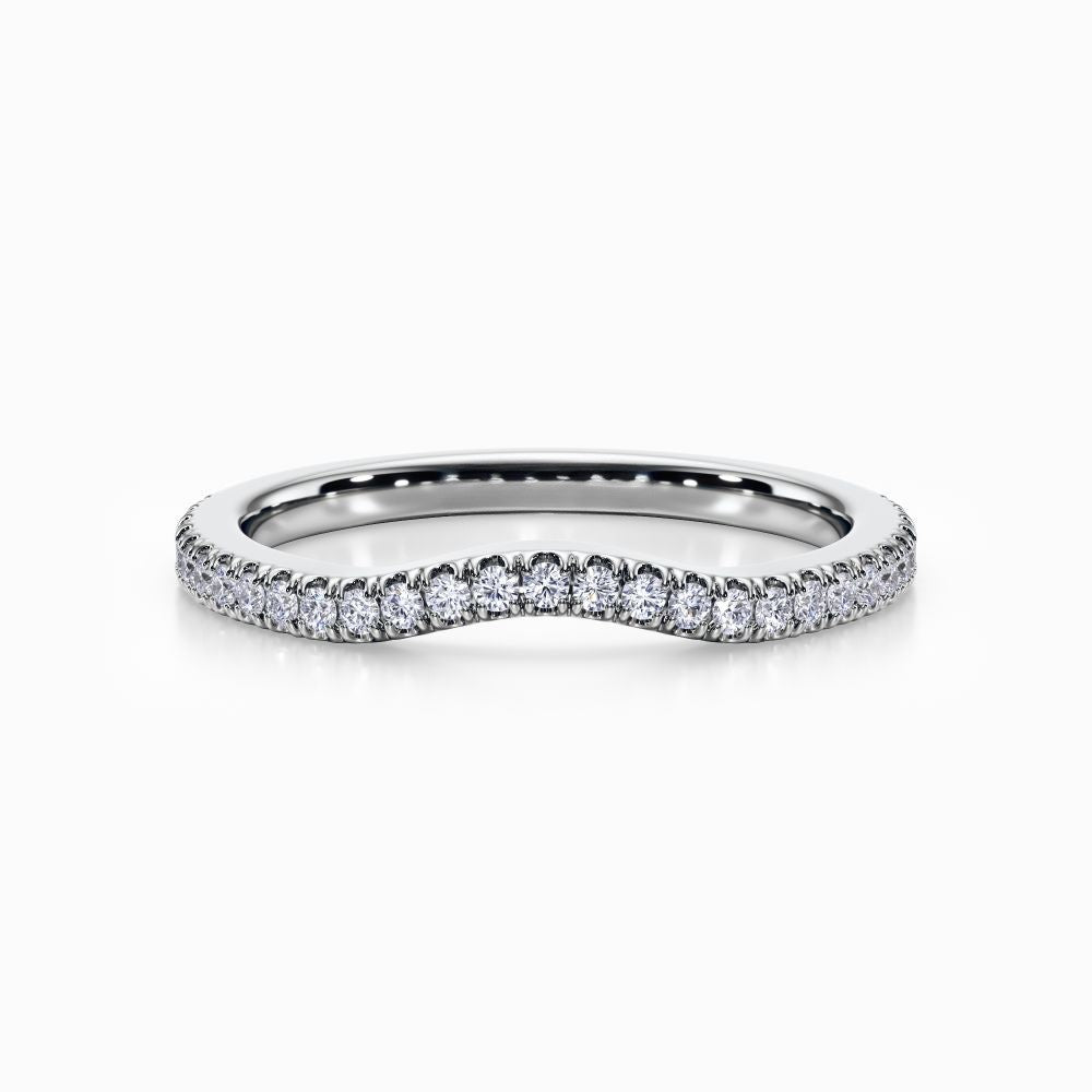 U-Shaped Pave Wedding Band in White Gold