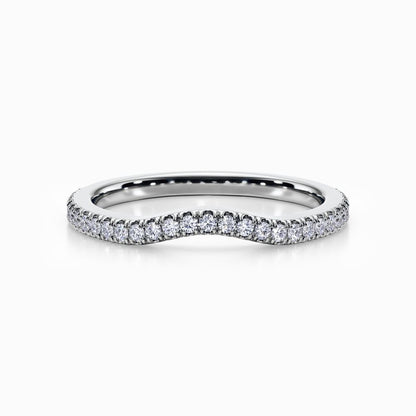U-Shaped Pave Wedding Band in White Gold