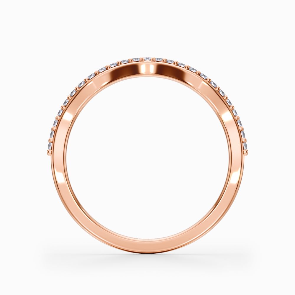 Wave Contour Pave Wedding Band in Yellow Gold
